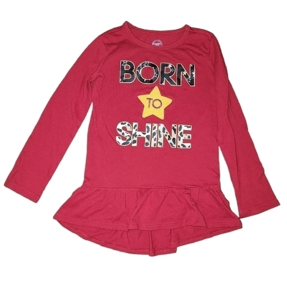 5/$25 Girls long sleeve graphic top Born to Shine size XS (4-5)